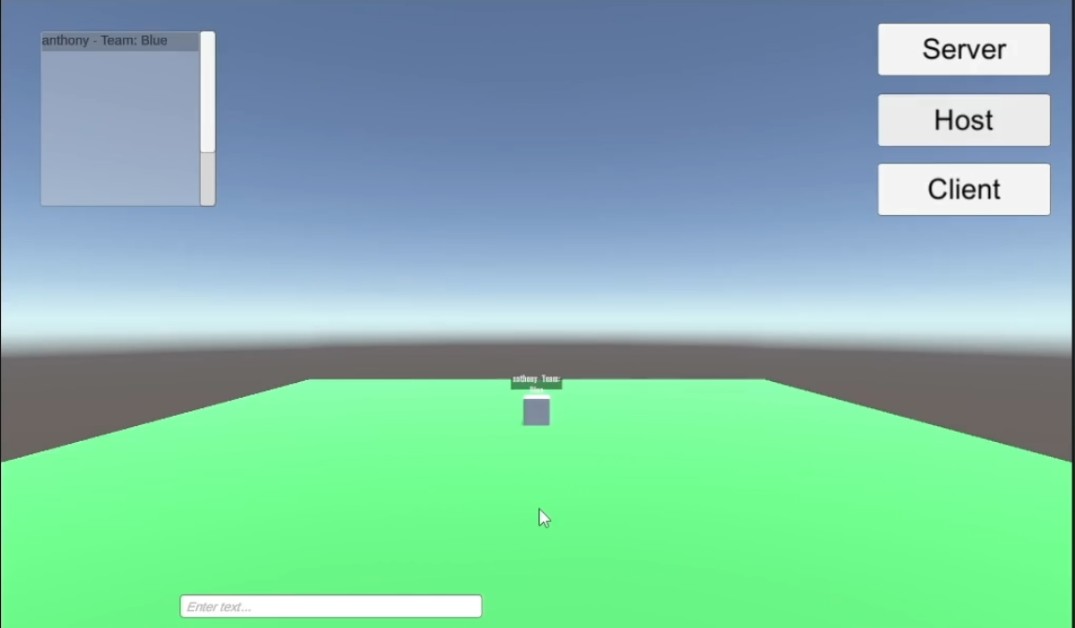 Lobby interface showing red/blue team chats